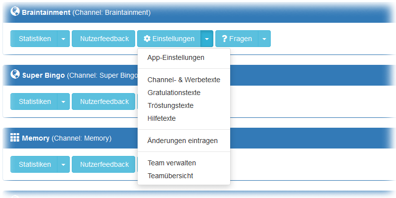 Allgemeine Einstellungen für deine User App